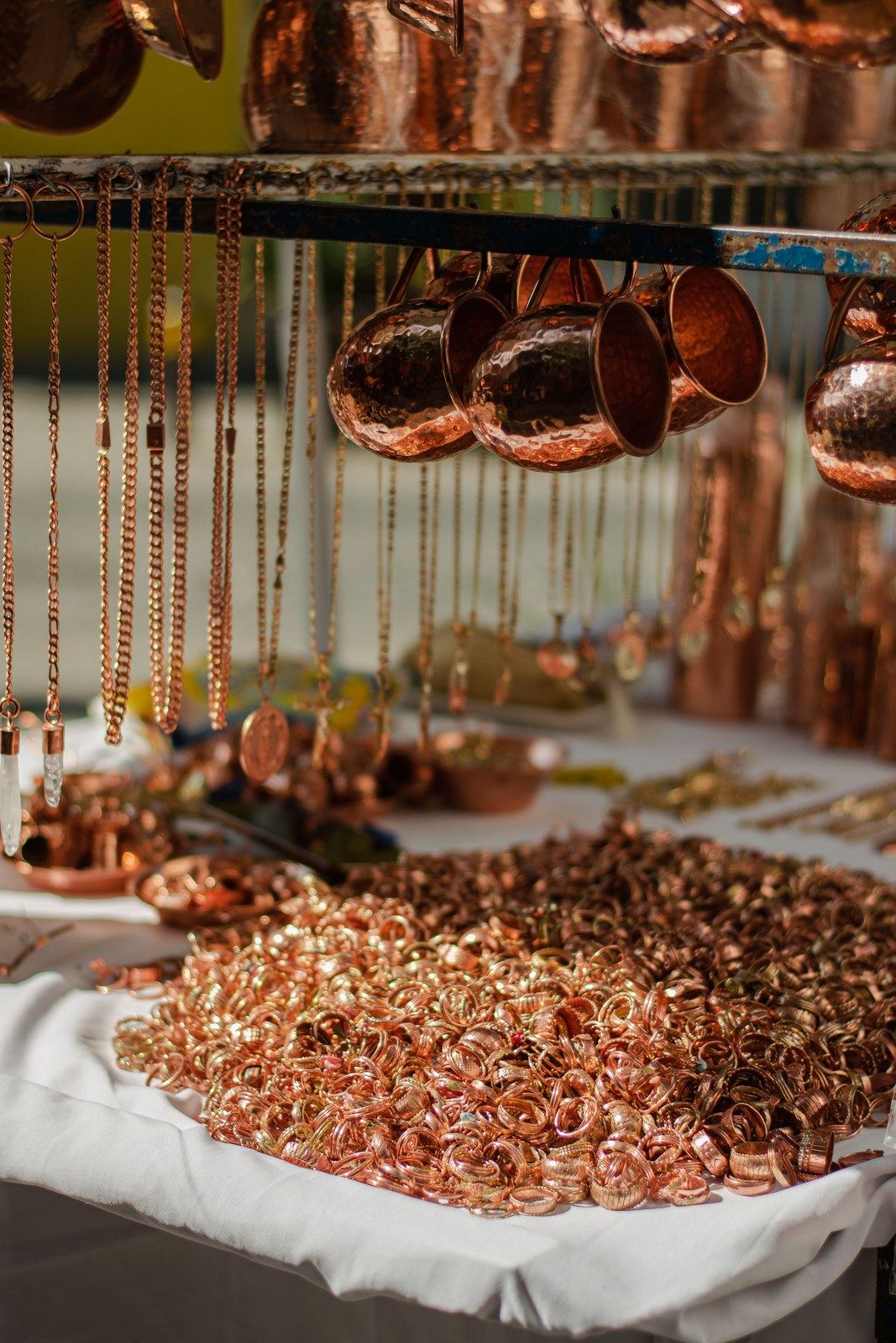 Handmade copper crafts and jewellery as seventh anniversary gift inspiration