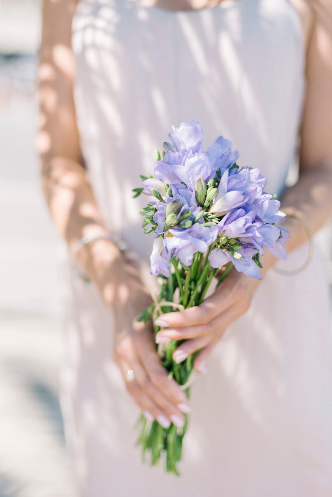 Freesia bouquet as a thoughtful floral addition to a seventh anniversary gift