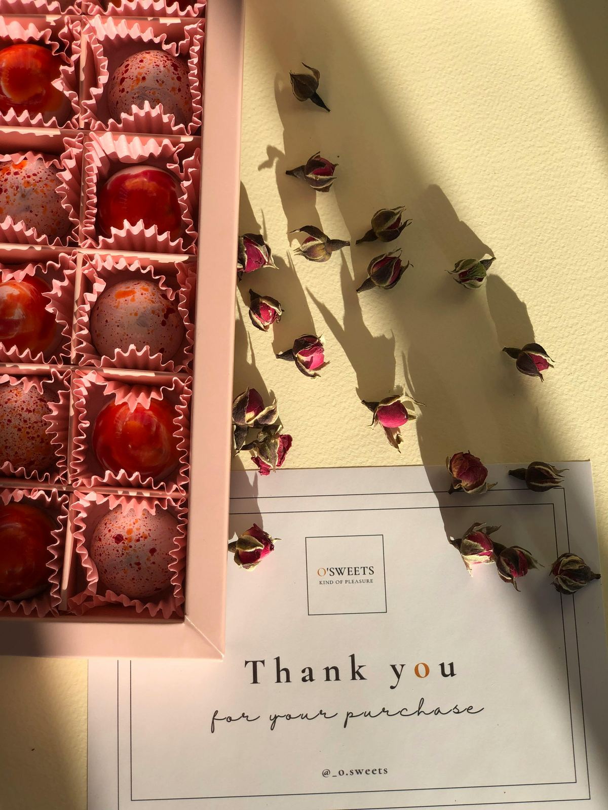Chocolates with a thank you card as a neutral gift.
