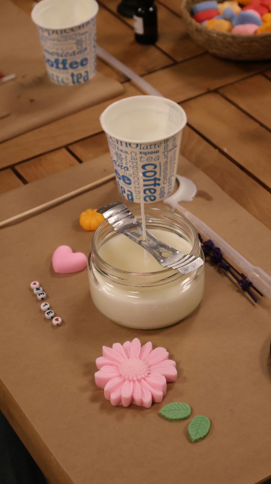 Mini jar candle during a manufacturing workshop